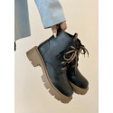 Chunky Heel Double Straps Lace-up Front Boots