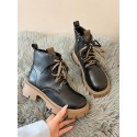 Chunky Heel Double Straps Lace-up Front Boots