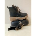 Chunky Heel Double Straps Lace-up Front Boots